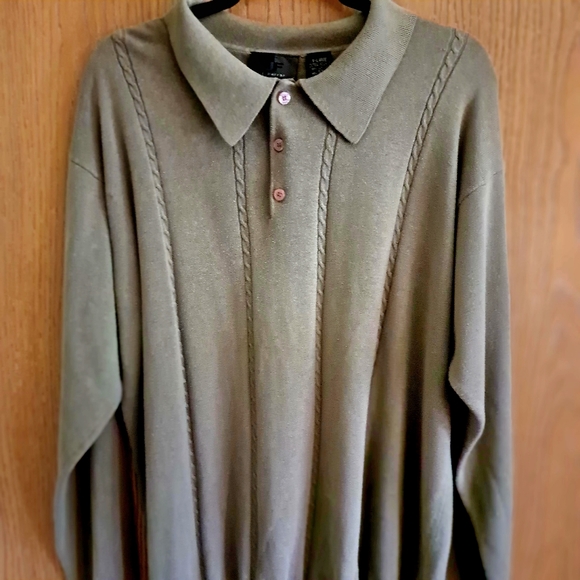 Vintage J Ferrar Lightweight Sagegreen Collared Sweater XL - Picture 7 of 7